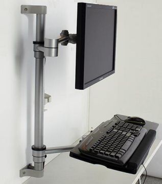 Pluto Wall Mounted Monitor and Keyboard Kit - setup at workstation