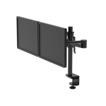 Pluto Dual Monitor Arm (Black) - with monitor screens