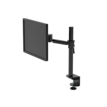 Pluto Single Monitor Arm (Black) - with monitor screen
