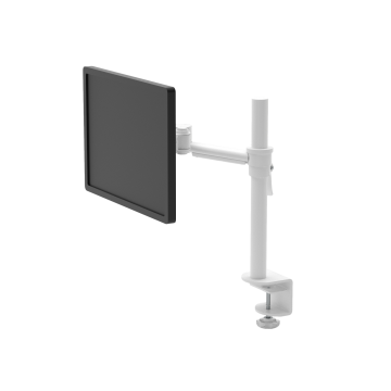 Pluto Single Monitor Arm (White) - with monitor screen