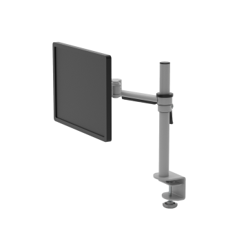 Pluto Single Monitor Arm (Silver) - with monitor screen