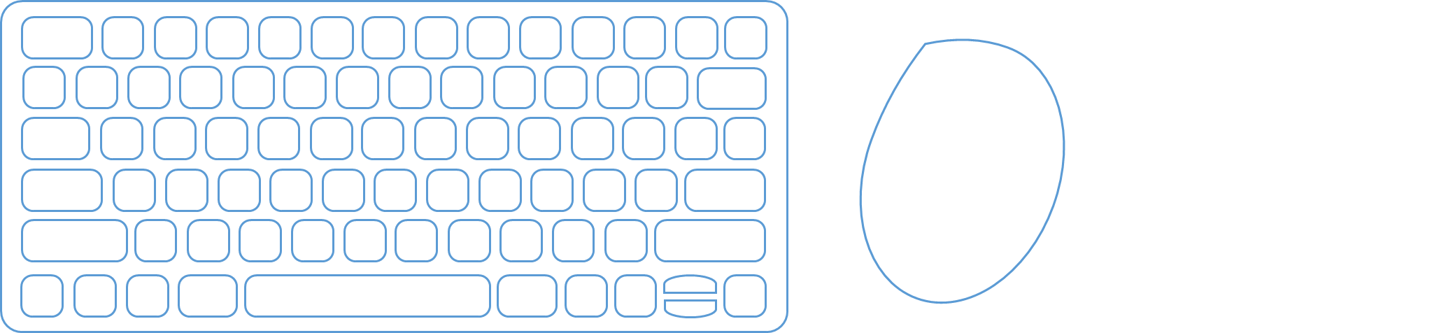 Compact sized keyboard with mouse