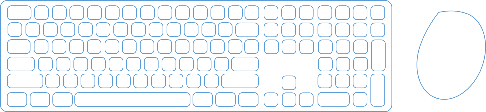 Full sized keyboard with mouse