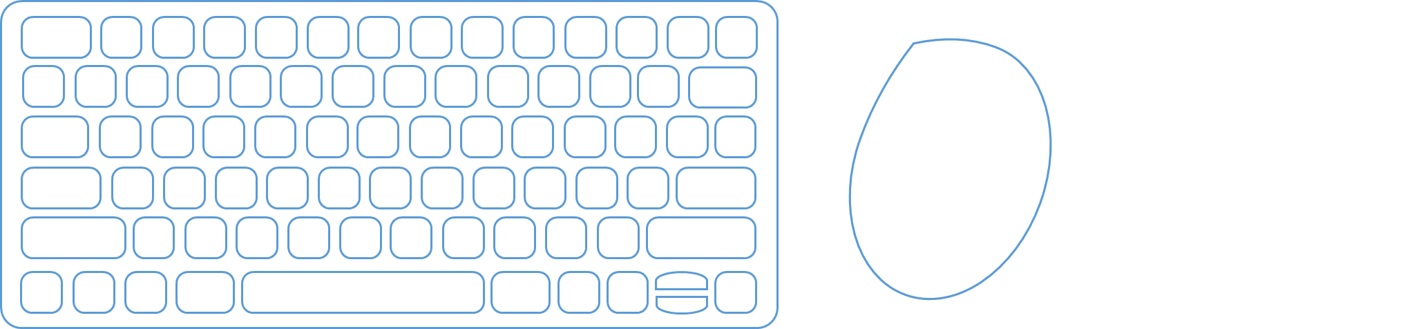 Compact sized keyboard with mouse