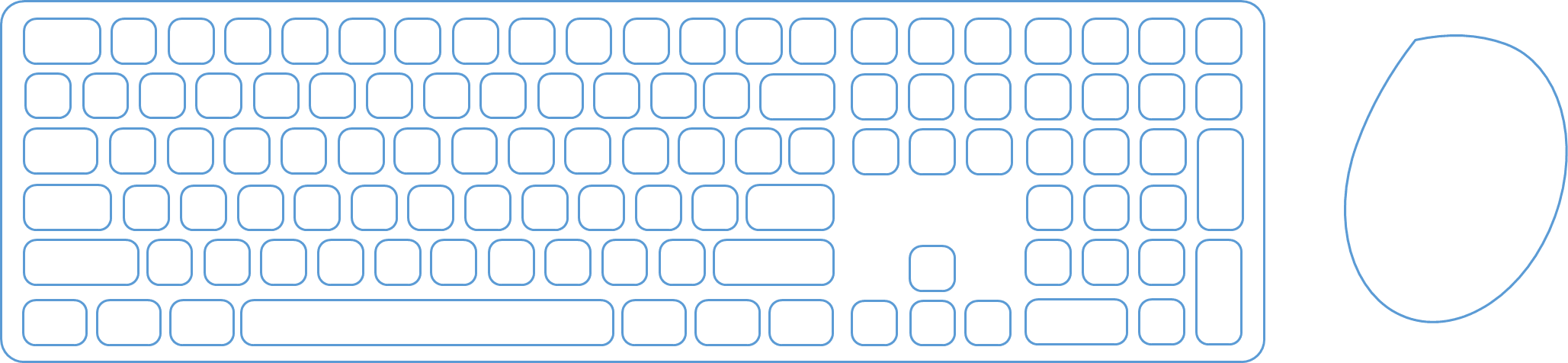 Full sized keyboard with mouse