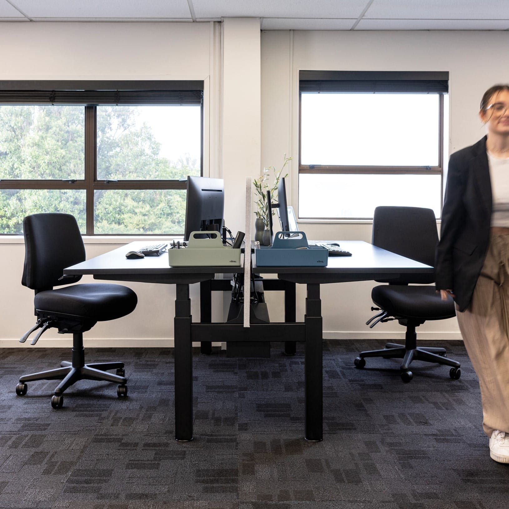 Buro Roma (Medium Back, Medium Seat) - in the office at back-to-back workstations