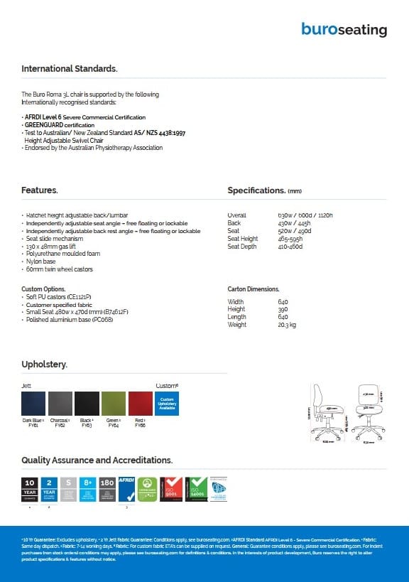 Buro Roma - Specifications p2of2