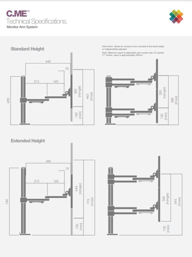 C.ME Monitor Arm - Technical Specifications
