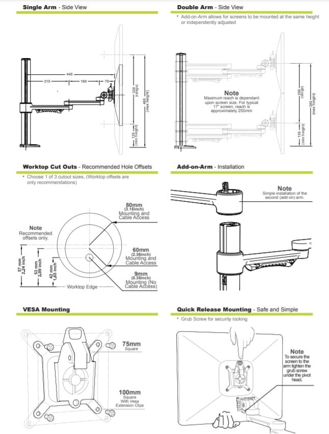 C.ME Monitor Arm - Technical Specifications