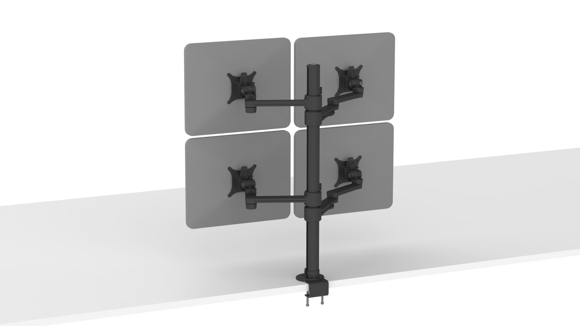 C.ME Quad Monitor Arm (Black) with Monitor Screens