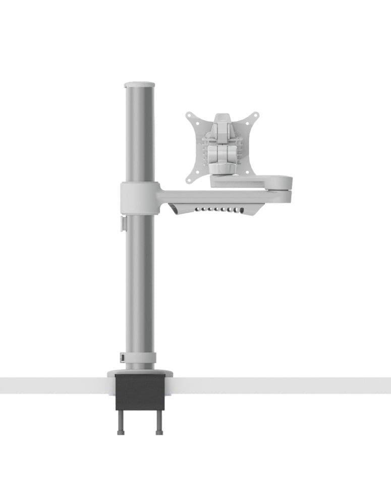 C.ME Monitor Arm (White) clamped to desktop