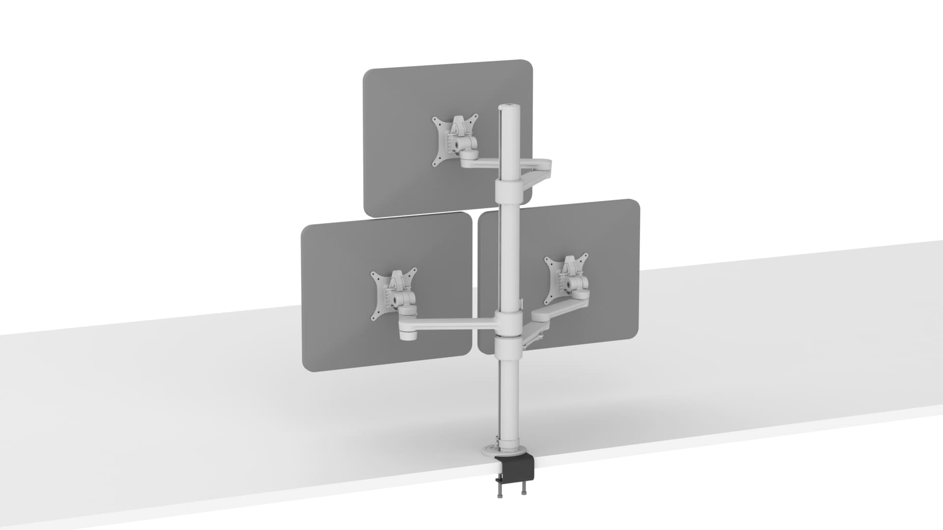 C.ME Triple Monitor Arm (White) with Monitor Screens