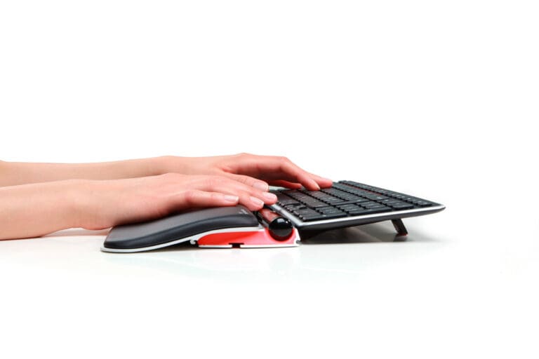 Contour Balance Keyboard with RollerMouse Re:d and Plus Palm Support Re:d