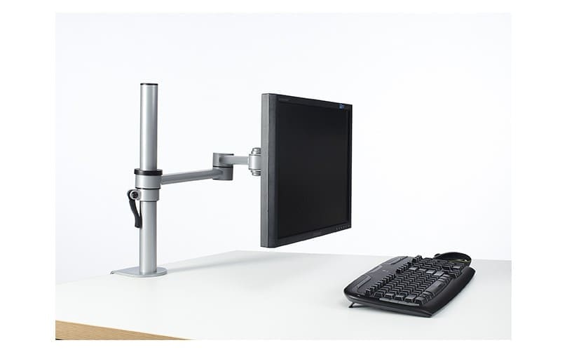 Pluto Single Monitor Arm (Silver) - at workstation