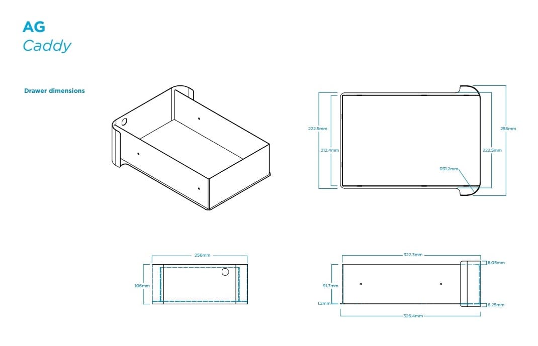 AG Caddy - Drawer Dimensions