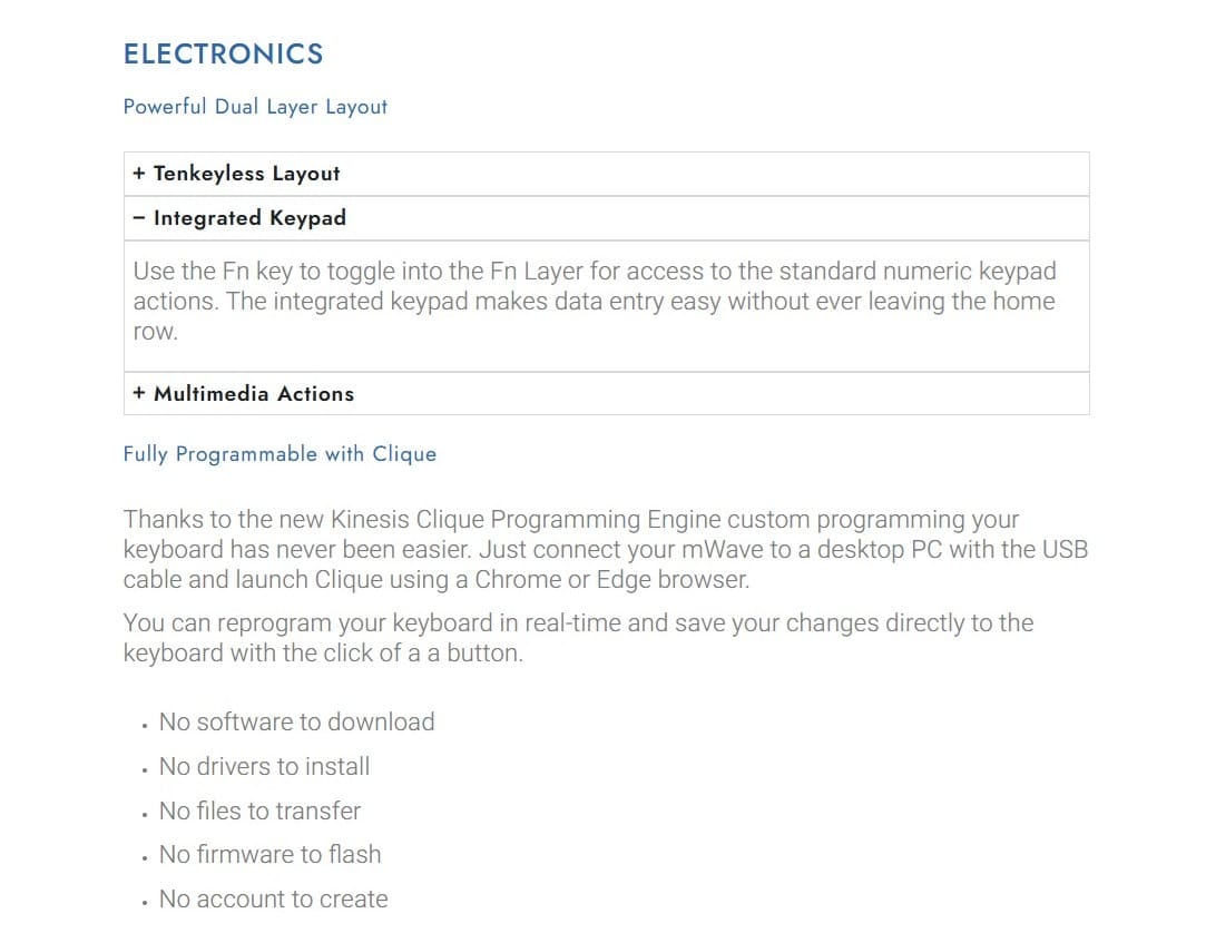 Kinesis mWave Mechanical Keyboard