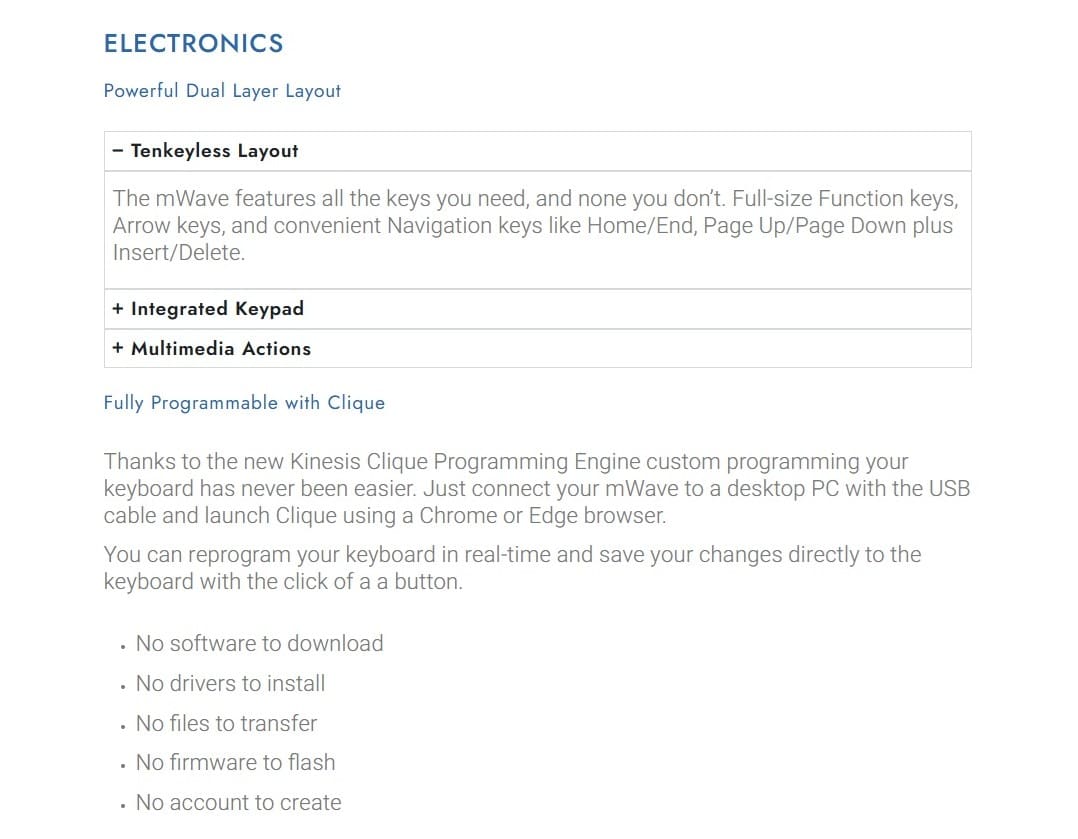 Kinesis mWave Mechanical Keyboard