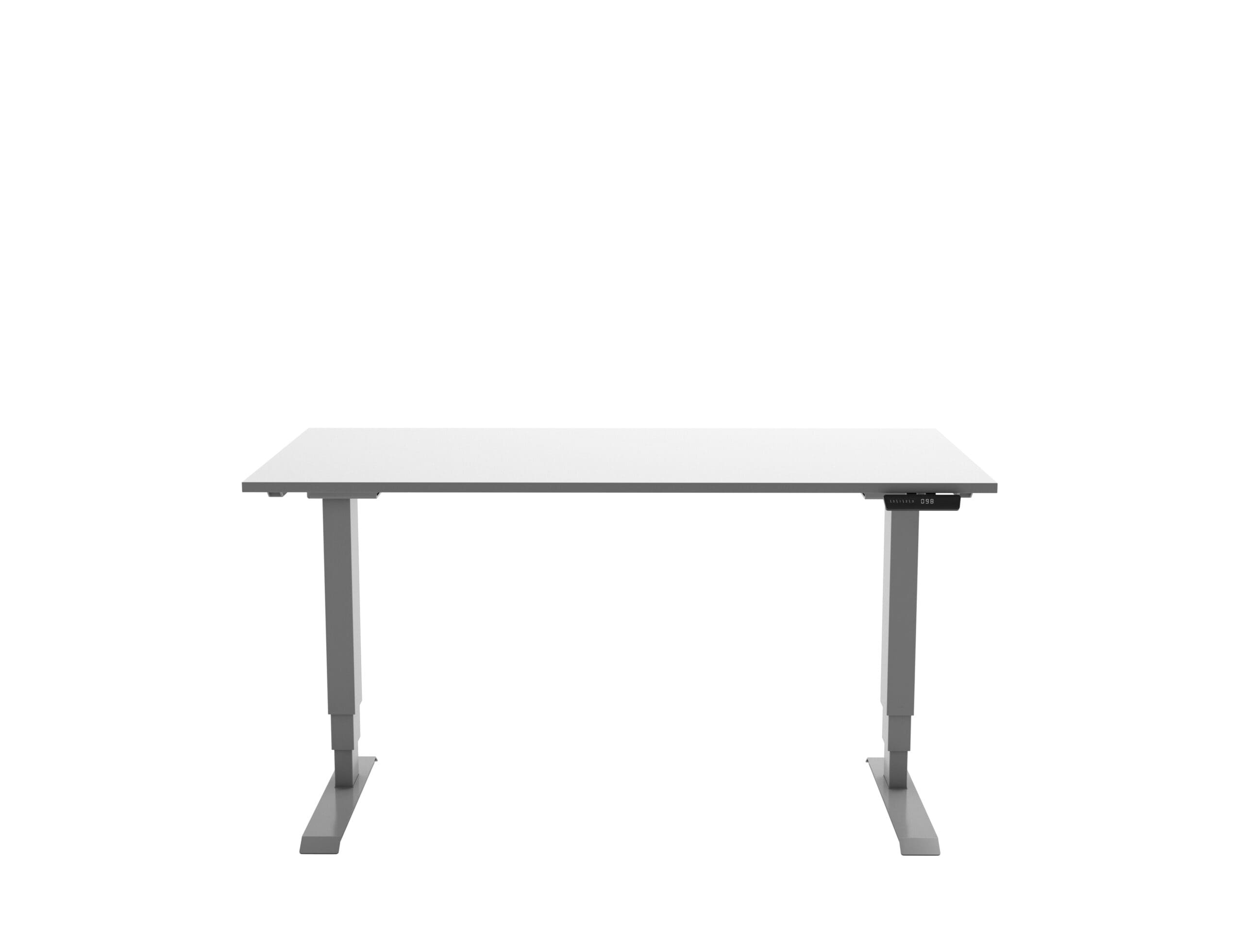 Eon Electric Rectangular Height-Adjustable Frame with Installation (Brisbane Areas) - Silver Frame with White Desktop