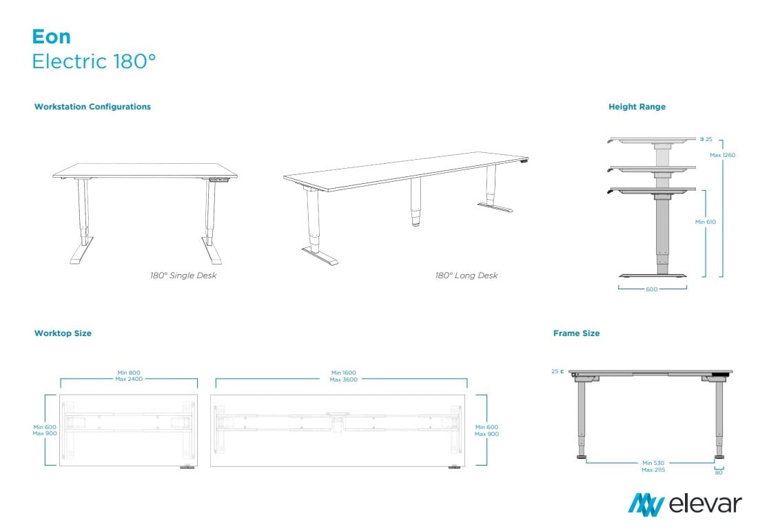 Eon Electric Desk  - Straight Configurations