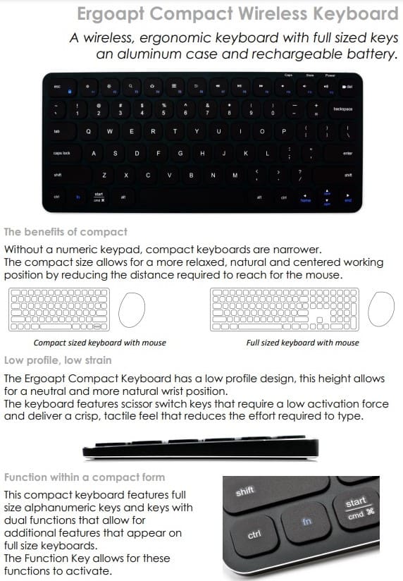 Ergoapt Compact Wireless Keyboard - Data Sheet p1of2