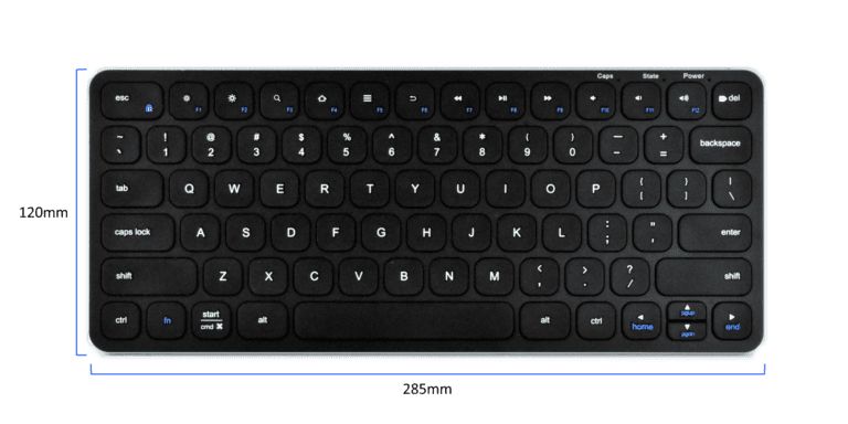 Ergoapt Compact Wireless Keyboard - Dimensions
