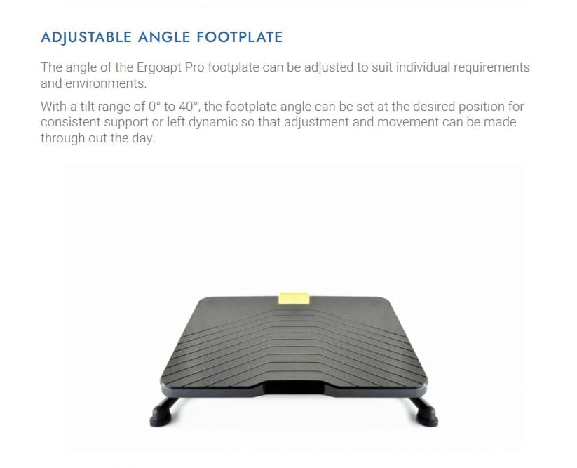 Ergoapt Pro Footrest - Adjustable Angle Footplate