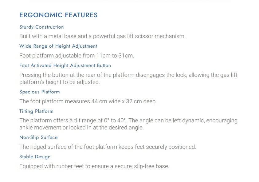 Ergoapt Pro Footrest - Ergonomic Features