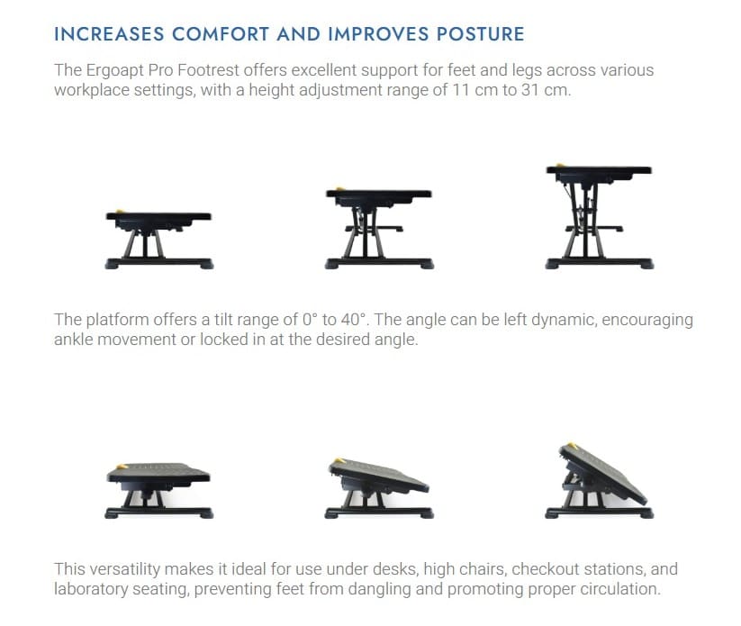 Ergoapt Pro Footrest - Increases Comfort and Improves Posture