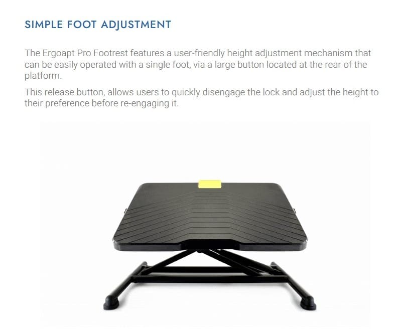 Ergoapt Pro Footrest - Simple Foot Adjustment