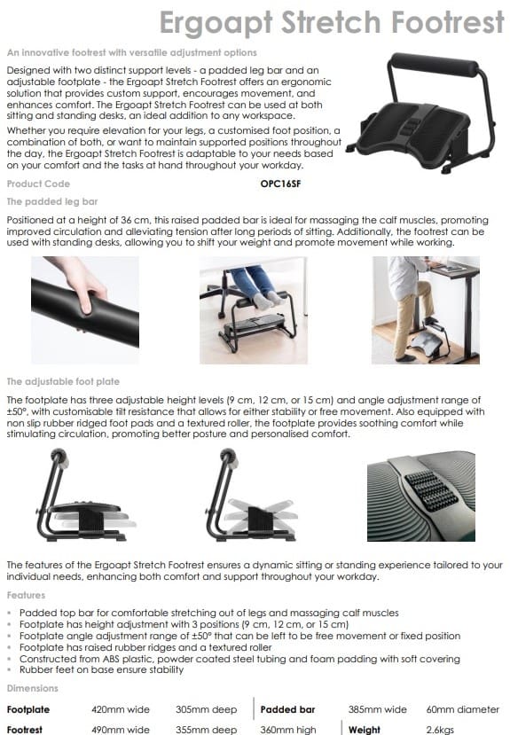 Ergoapt Stretch Footrest - Data Sheet