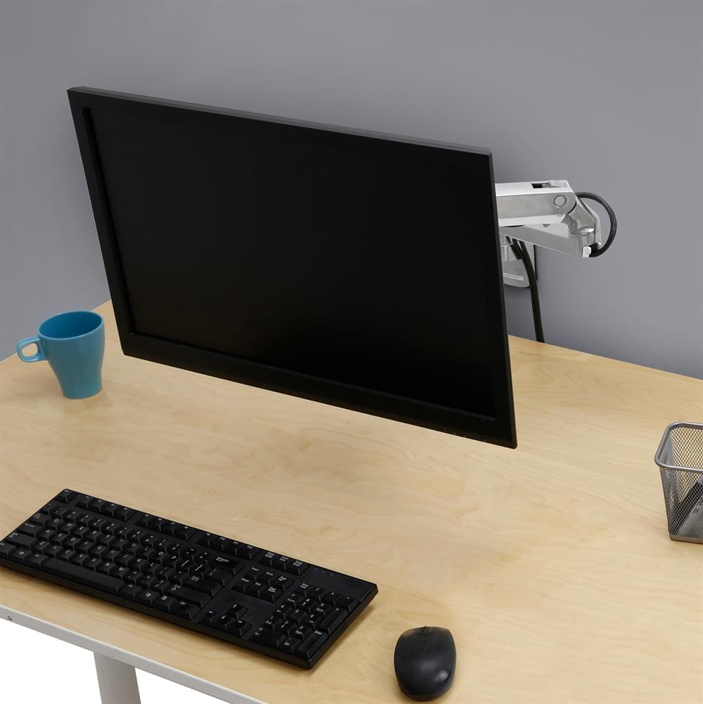 Ergotron MXV Wall Monitor Arm (Polished Aluminium) - mounting a monitor screen in the office