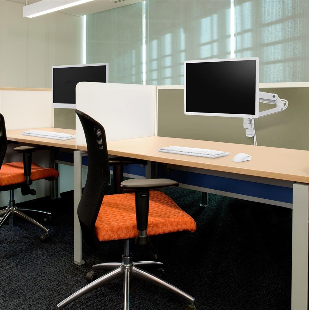 Ergotron MXV Wall Monitor Arm (White) - Mounted to Partition in a cubicle
