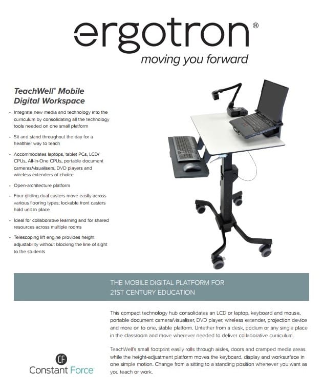 Ergotron TeachWell® Mobile Digital Workspace - Product Sheet p1of2