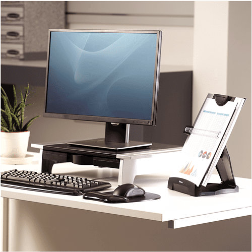 Fellowes Office Suites Desktop Copyholder - in use on computer workstation