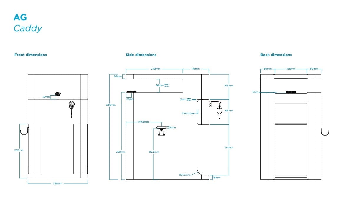 AG Caddy - Front Dimensions