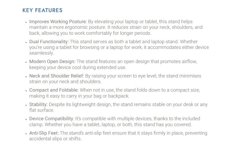 Ergo-Q Hybrid Stand - Key Features