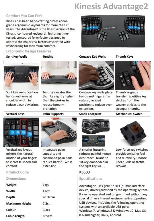 Kinesis Advantage2 - Data Sheet