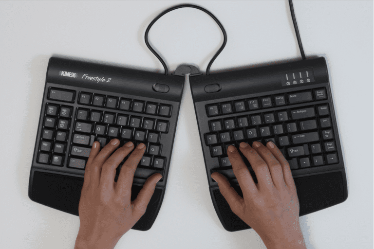 Kinesis Freestyle2 Palm Supports & Pads - in use, top view