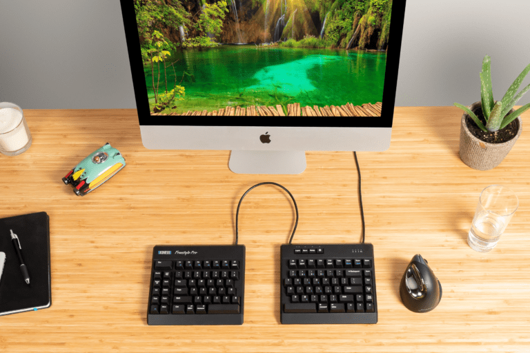 Kinesis Freestyle Pro - at Mac workstation, top view