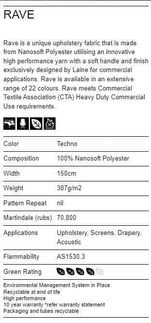 Laine Rave Techno Fabric - Specifications