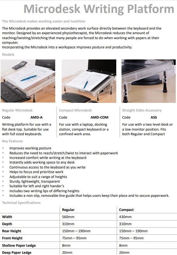 Microdesk Range - Data Sheet