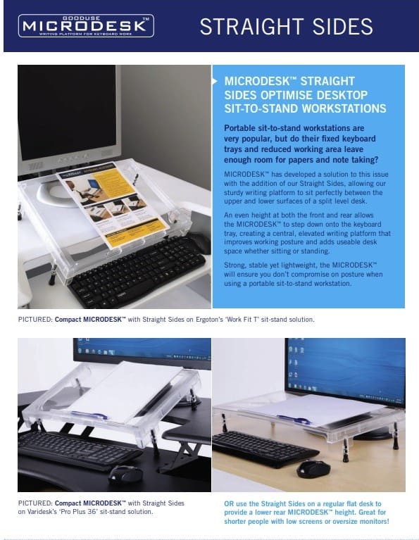 Microdesk Straight Sides Info Sheet