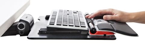 Contour RollerMouse Re:d Plus setup with Keyboard on Keyboard Tray - in use
