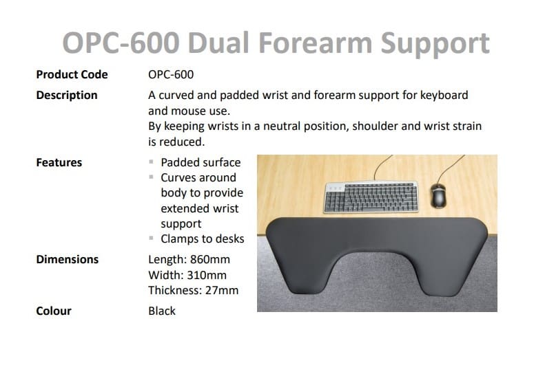 OPC-600 Dual Forearm Support - Overview
