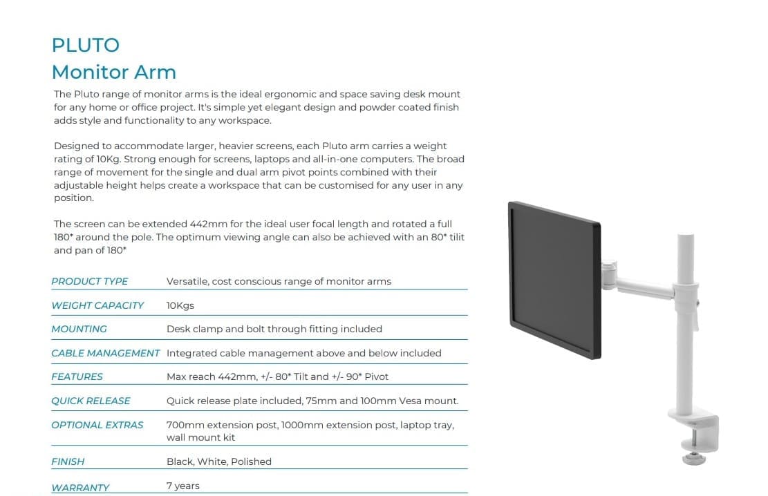 Pluto - Technical Specifications p1of2