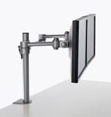 Pluto Dual Monitor Arm (Silver) - with Monitor Screens