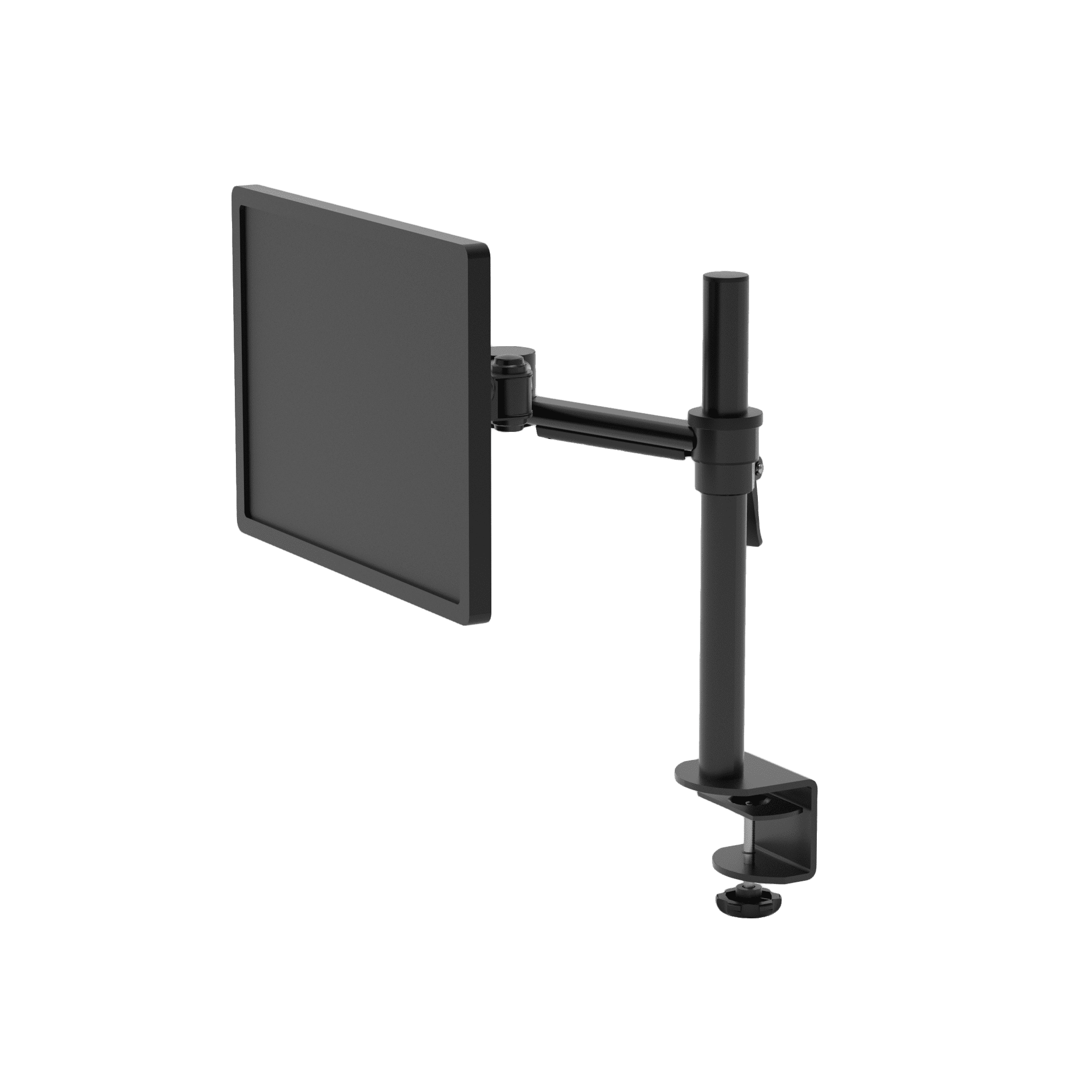 Pluto Single Monitor Arm (Black) - with monitor screen