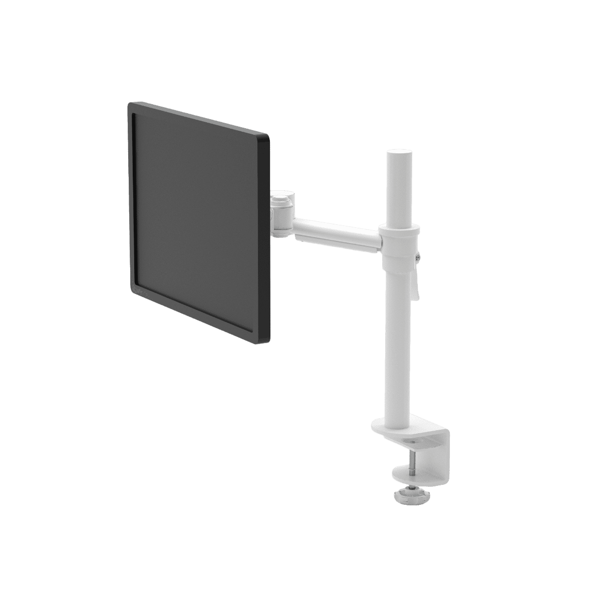 Pluto Single Monitor Arm (White) - with monitor screen