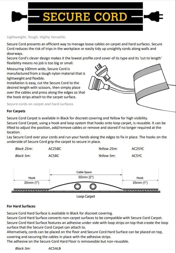 Secure Cord - Data Sheet