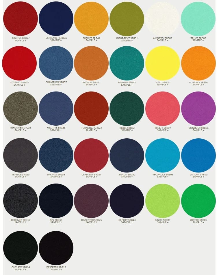 Sustainable Renegade Fabric - Colour Range